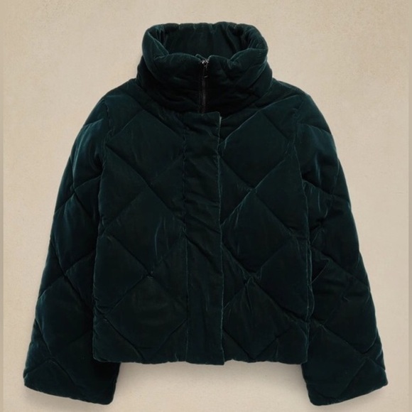 NWT! Banana Republic Black Snowdon Velvet Puffer Coat - Size XL💙 - Picture 7 of 8